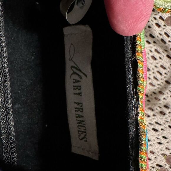 Mary Frances Floral Beaded Ruffled Small Handbag Pink Yellow - Picture 7 of 12